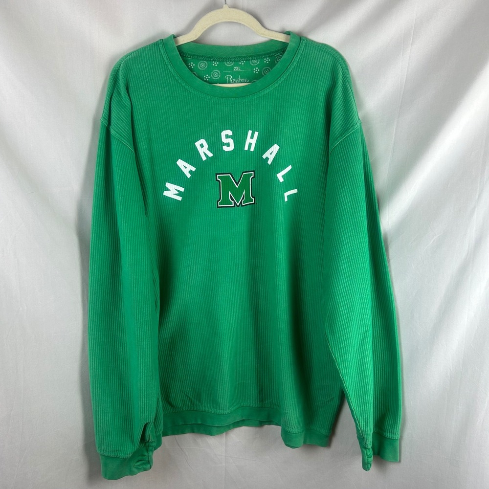 Pressbox Marshall University Thundering Herd Ribbed Sweatshirt Green Womens 2XL - Picture 2 of 8